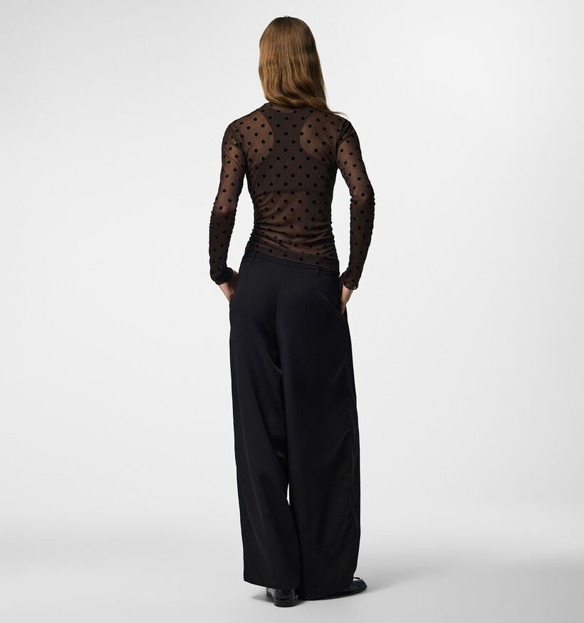 Pieces Jeshi Mesh Donkerbruine T-shirt met Lange Mouwen voor dames (379331)