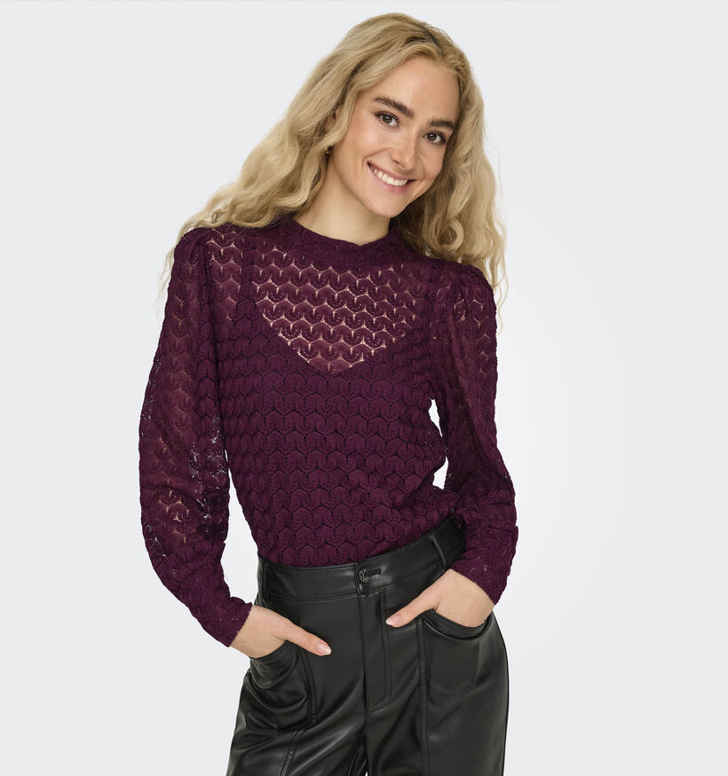 JDY Avery Lace Top Bordeaux Blouse voor dames (362424)