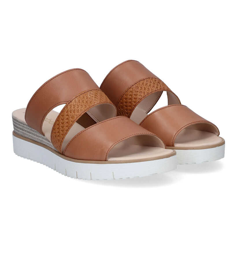 Gabor Best Fitting Cognac Slippers in leer (306156)