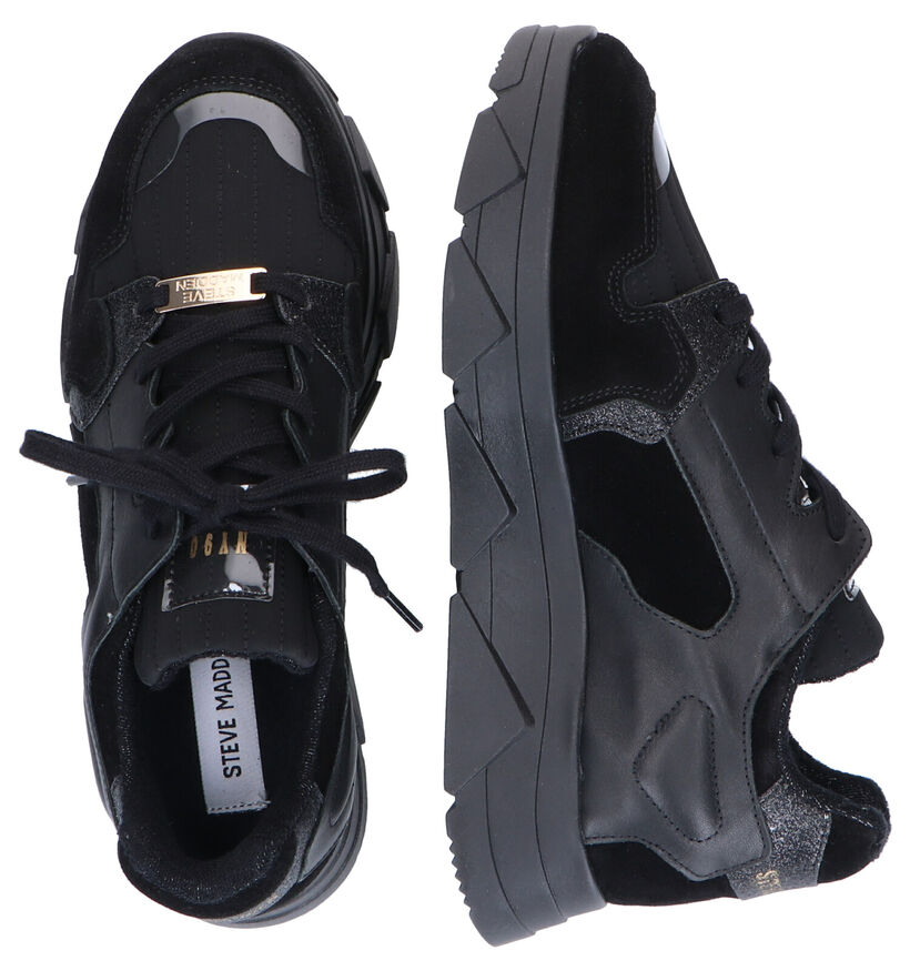 Steve Madden Poppy Zwarte Sneakers in leer (300602)