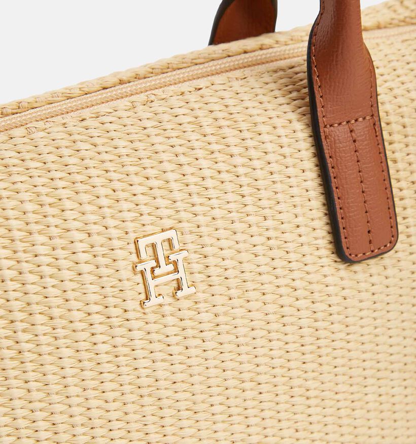 Tommy Hilfiger Popette Mini Raffia Lichtbeige/Bruine Handtas voor dames (369309)