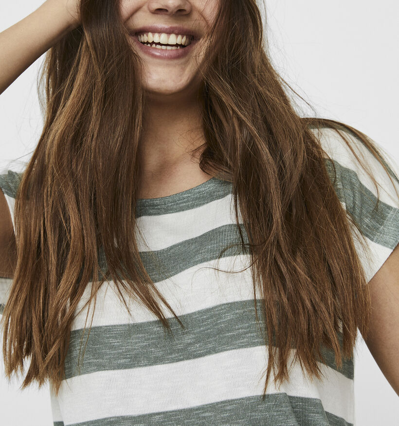 Vero Moda Wide Stripe Groen Gestreept T-shirt voor dames (352192)