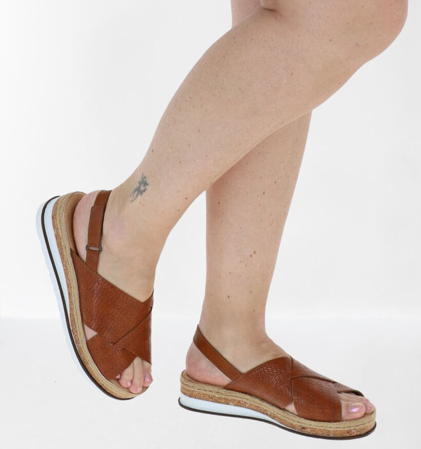 Rieker Cognac Sandalen met sleehak voor dames (339067)