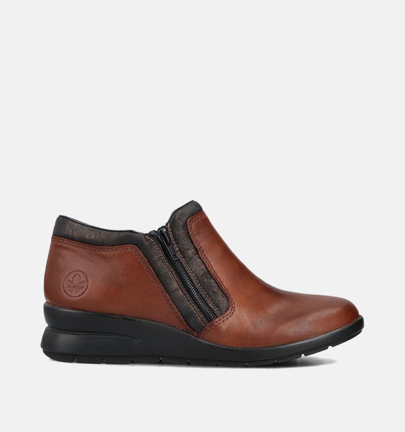 Rieker Cognac Comfortschoenen met Rits voor dames (360464) - geschikt voor steunzolen