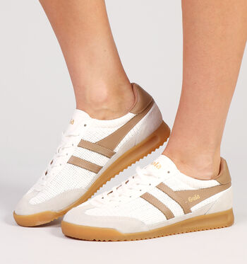 Gola Low Sneakers Off White/Light Caramel Side