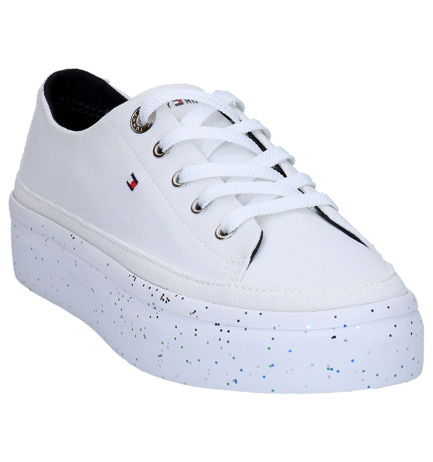 Tommy Hilfiger Glitter Flatform Witte Sneakers Dames Sneakers Online op TORFS.BE
