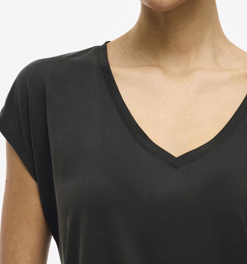 Vila Modala V-Neck T-shirt en Noir pour femmes (368093)