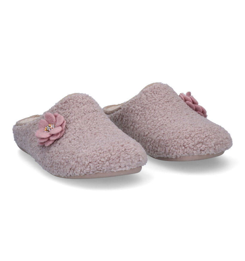 Torfs Home Pantoufles ouvertes en Rose en faux fur (299844)