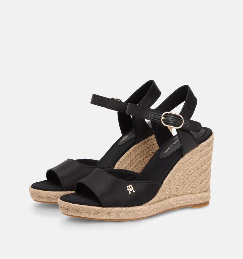 Tommy Hilfiger High Wedge Satin Sandales &agrave; talons en Noir pour femmes (368624)