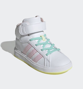 adidas Grand Court Mid Baskets Cloud White/Clear Pink/Ice Yellow