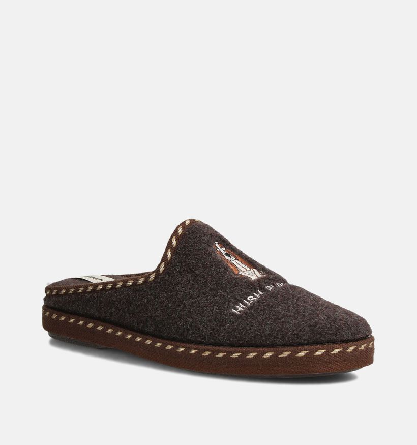 Hush Puppies Deux Pantoufles ouvertes en Brun fonc&eacute; pour hommes (377910)