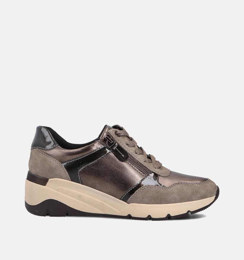 Jana Taupe Sneakers met Veter en Rits voor dames (360424) - geschikt voor steunzolen