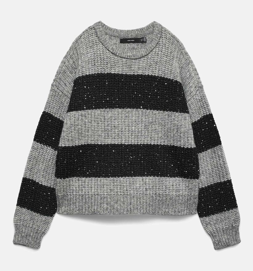 Vero Moda Sparkle Grijze/Zwarte Gestreepte Trui voor dames (365673)