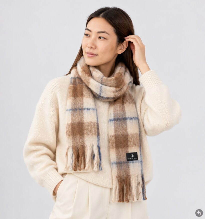 Laurent David Lichtbruine/Beige Sjaal voor dames (382885)
