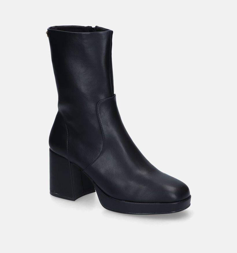 Mexx Kiwi Bottillons avec talon carré en Noir pour femmes (329903)