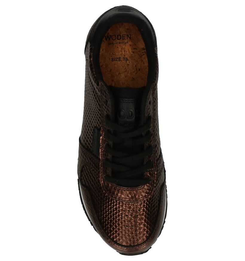 Donker Bruine Metallic Sneaker Woden, , pdp