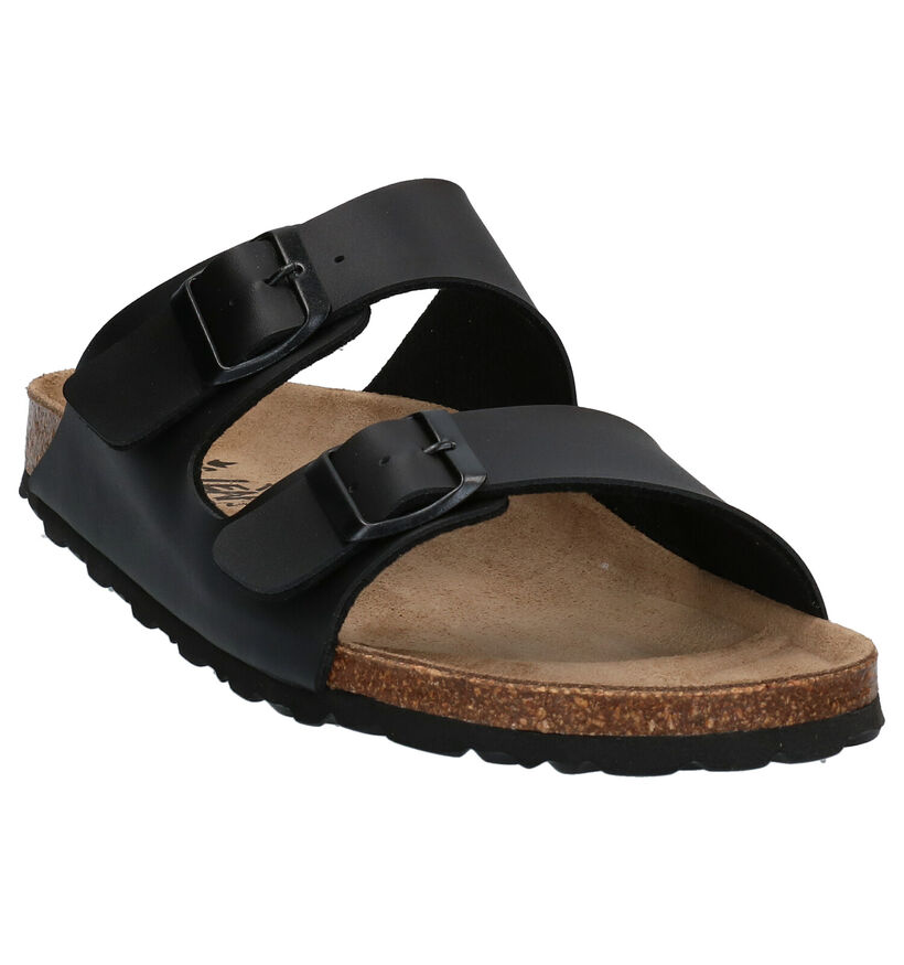 Big Leaf Nu-pieds casual en Noir en simili cuir (292423)