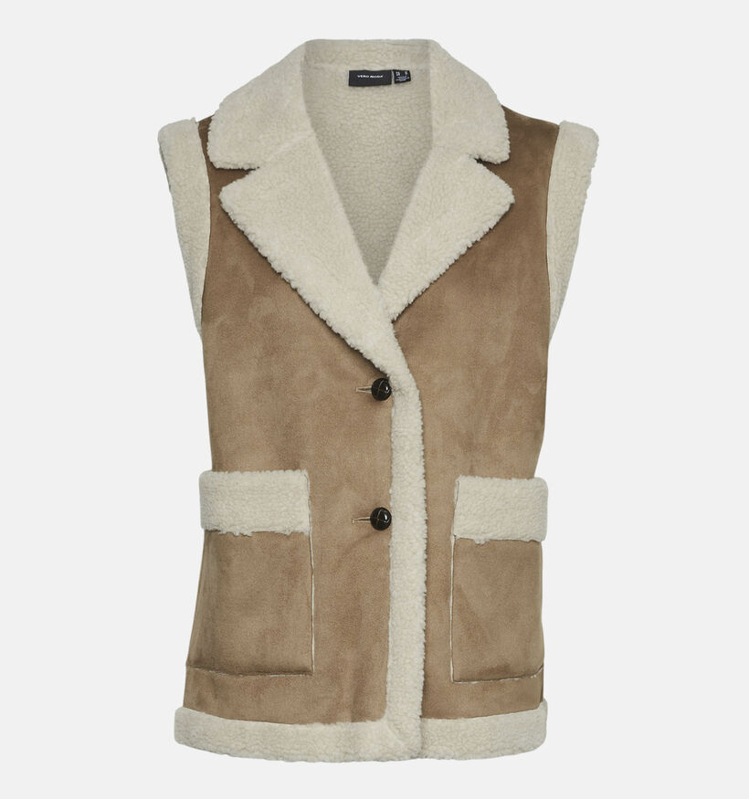 Vero Moda Sherling Bruine Korte bodywarmer voor dames (346159)