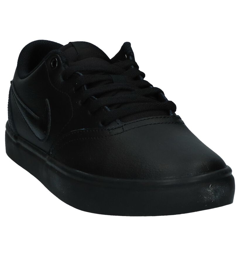 Zwart Lederen Nike SB Check Solar Skateschoenen in leer (234064)