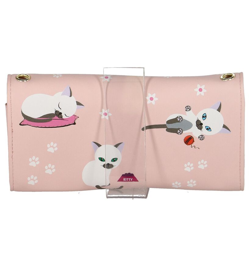 Roze Clutch Tasje Shagwear Playfull Kittens in kunstleer (232852)