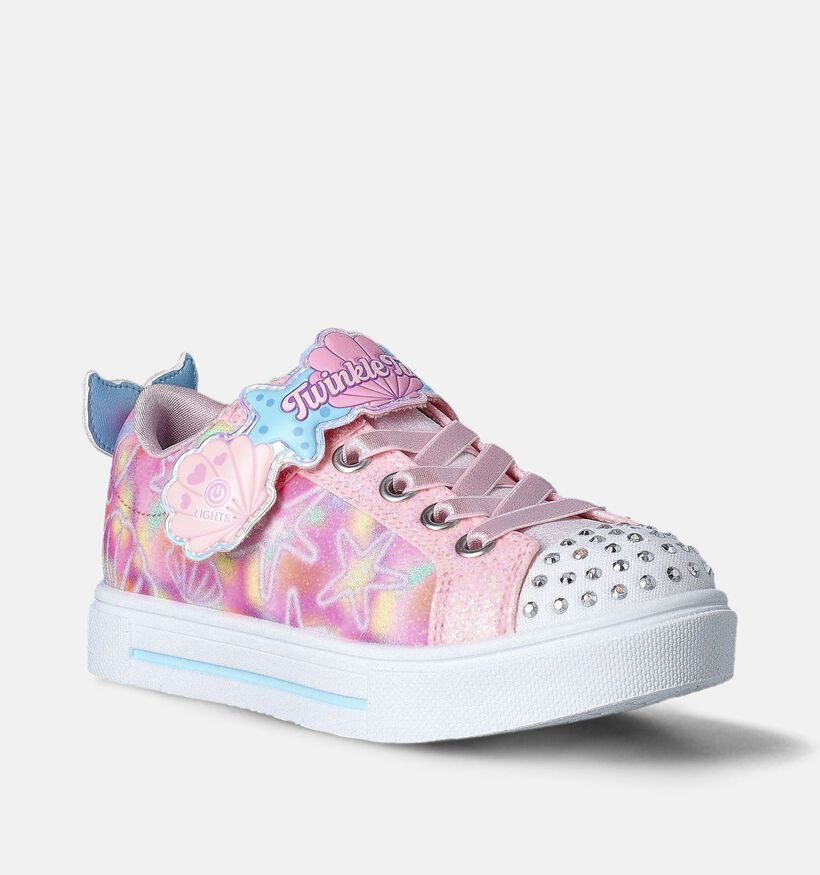 Skechers Twinkle Sparks Underwater Magic Roze Sneakers met Lichtjes voor meisjes (352303)