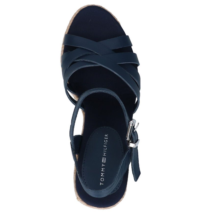 Tommy Hilfiger Sequins High Wedge Blauwe Sandalen in leer (268590)