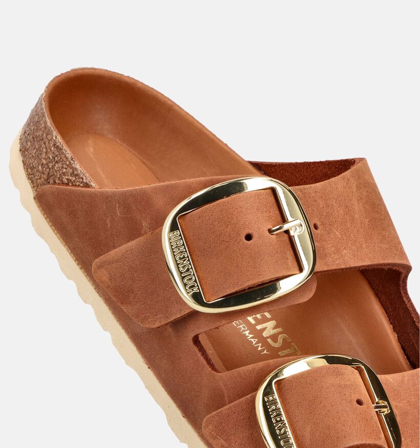 Birkenstock Arizona Big Buckle Leather Cognac Slippers voor dames (369563)