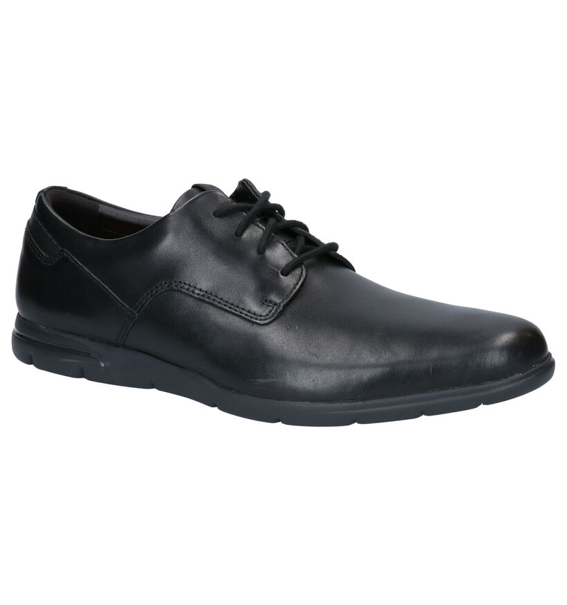 Clarks Vennor Walk Zwarte Veterschoenen in leer (265561)