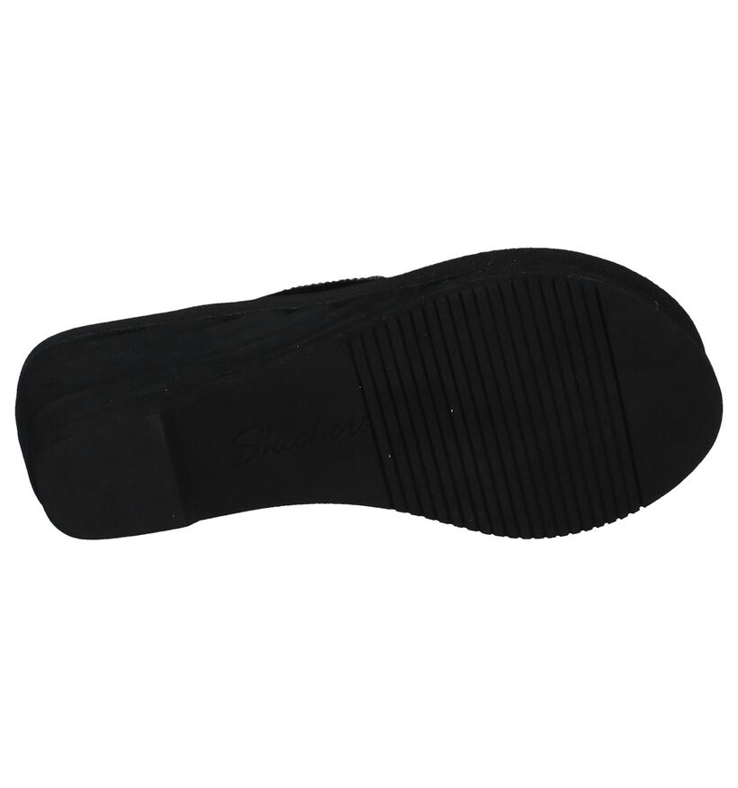 Zwarte Teenslippers met Sleehak Skechers, , pdp