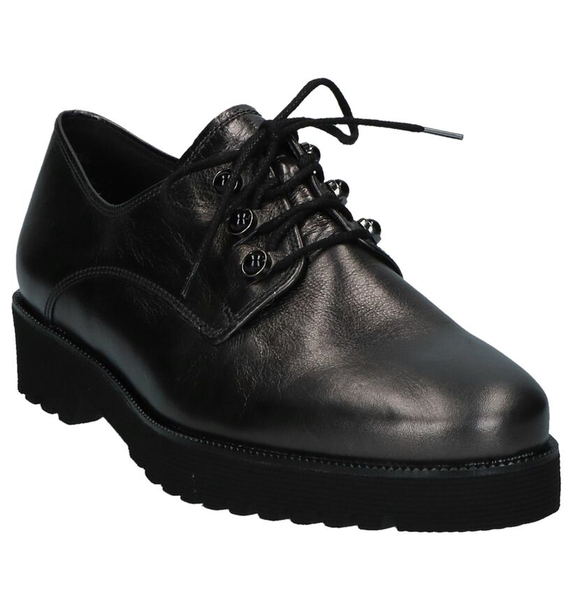 Donkergrijze Metallic Oxford Veterschoenen Gabor Easy Walking in leer (231151)