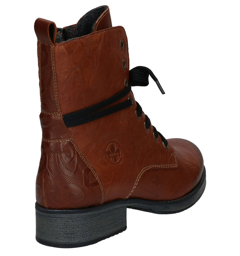 Rieker Zwarte Bottines met veters voor dames (331613) - geschikt voor steunzolen