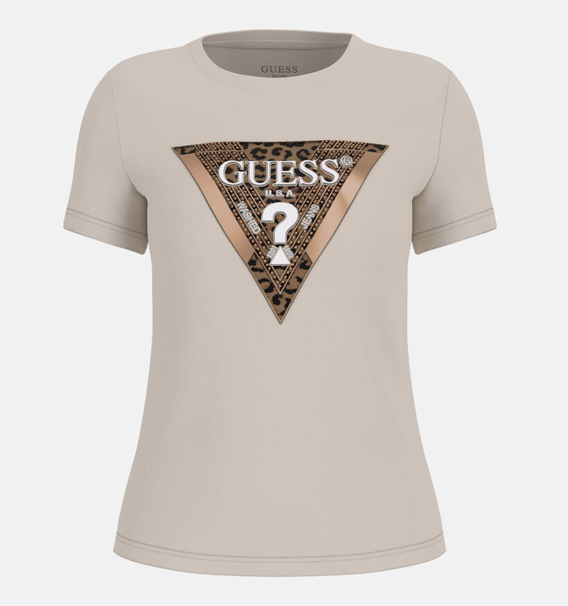 Guess Zwarte T-shirt Guess Donkerbeige T-shirt voor dames (364383)