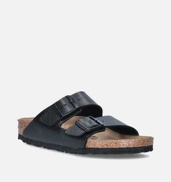 Birkenstock Arizona Nu-pieds Black/Birko-Flor/Shiny Lizard/Embossed/Saffiano Iridescent Light Rose