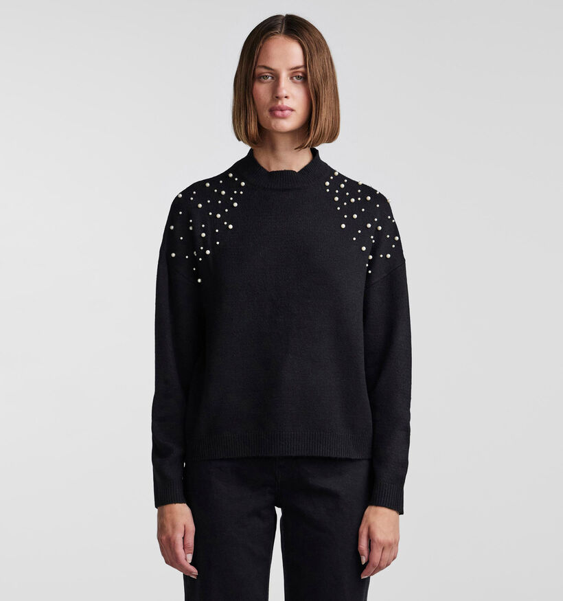 Pieces Pearla Zwarte Trui met parels voor dames (333228)