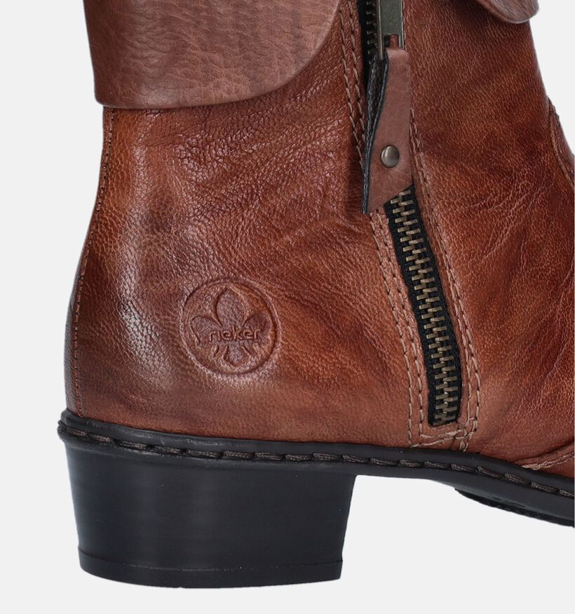 Rieker Cognac Enkellaarsjes met blokhak voor dames (347425)