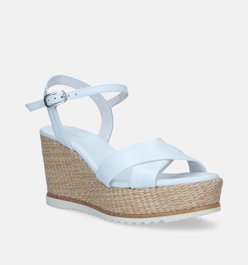 NeroGiardini Witte Sandalen met sleehak voor dames (339471)