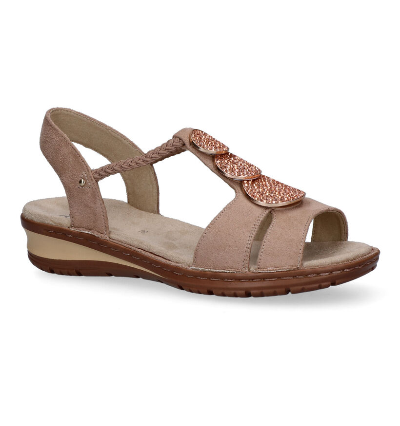 Ara Hawaii Gold Roze Sandalen in stof (307688)