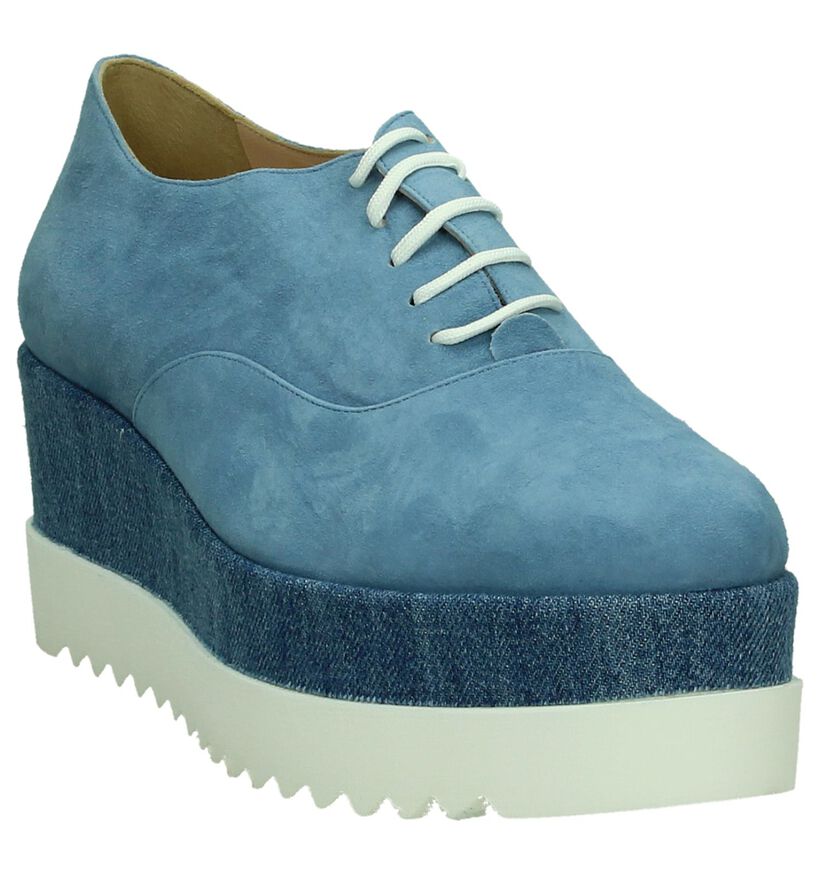 Via Roma Chaussures à lacets en Bleu en daim (207359)