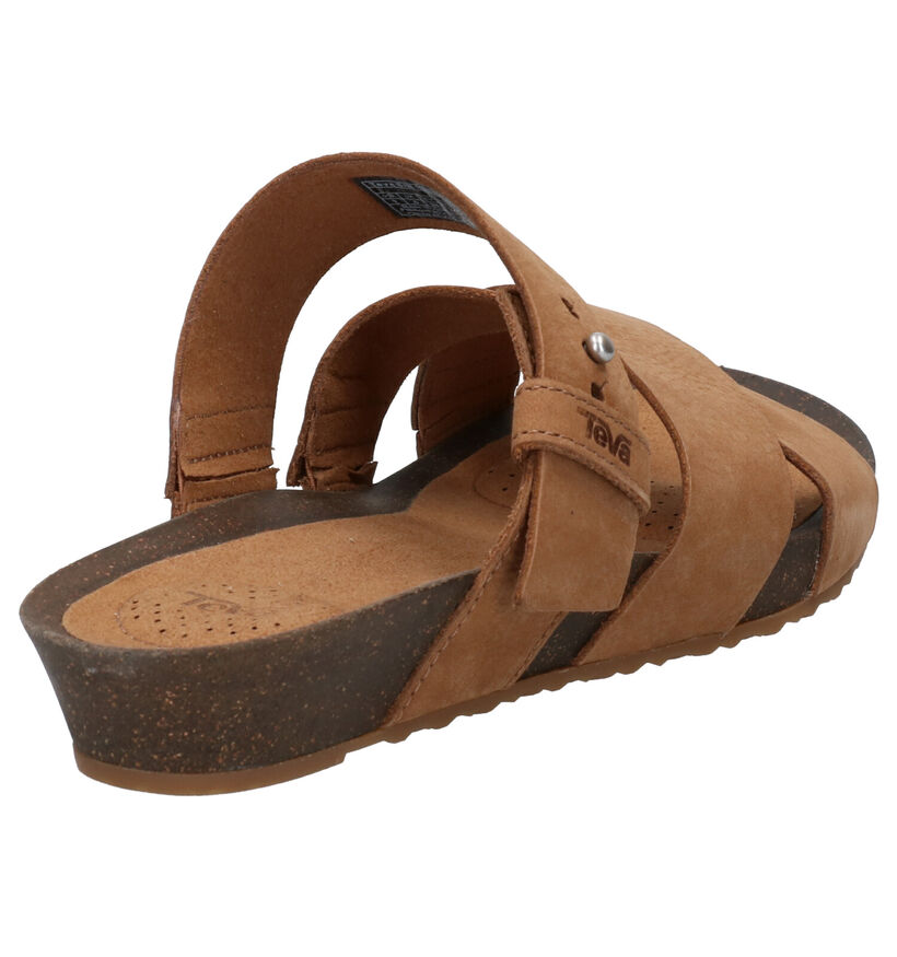 Teva Mahonia Bruine Slippers in nubuck (270614)