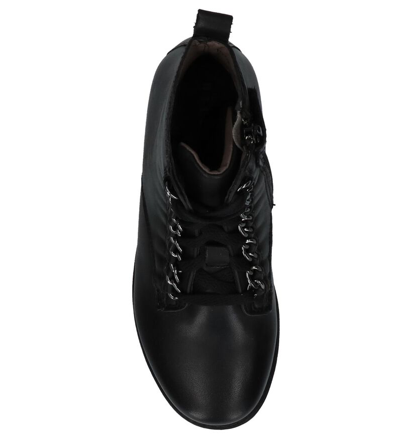 Milo & Mila Zwarte Bottines met Rits/Veter in leer (230842)