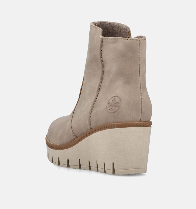 Rieker Beige Enkellaarsjes met sleehak voor dames (347415)