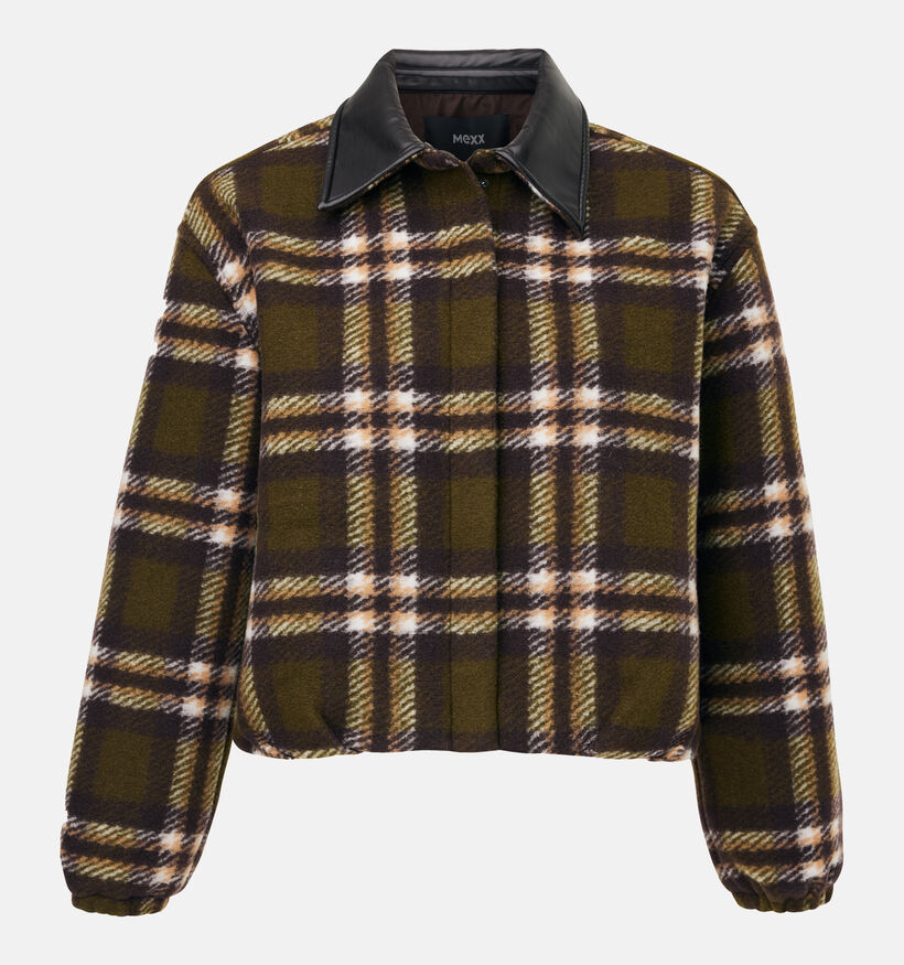 Mexx Check Overshirt Donkergroene Geruite Jas voor dames (380216)