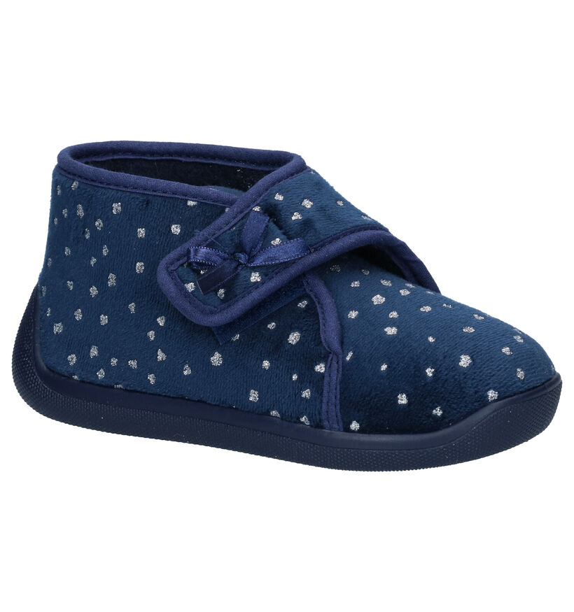 Milo & Mila Blauwe Pantoffels in stof (283934)