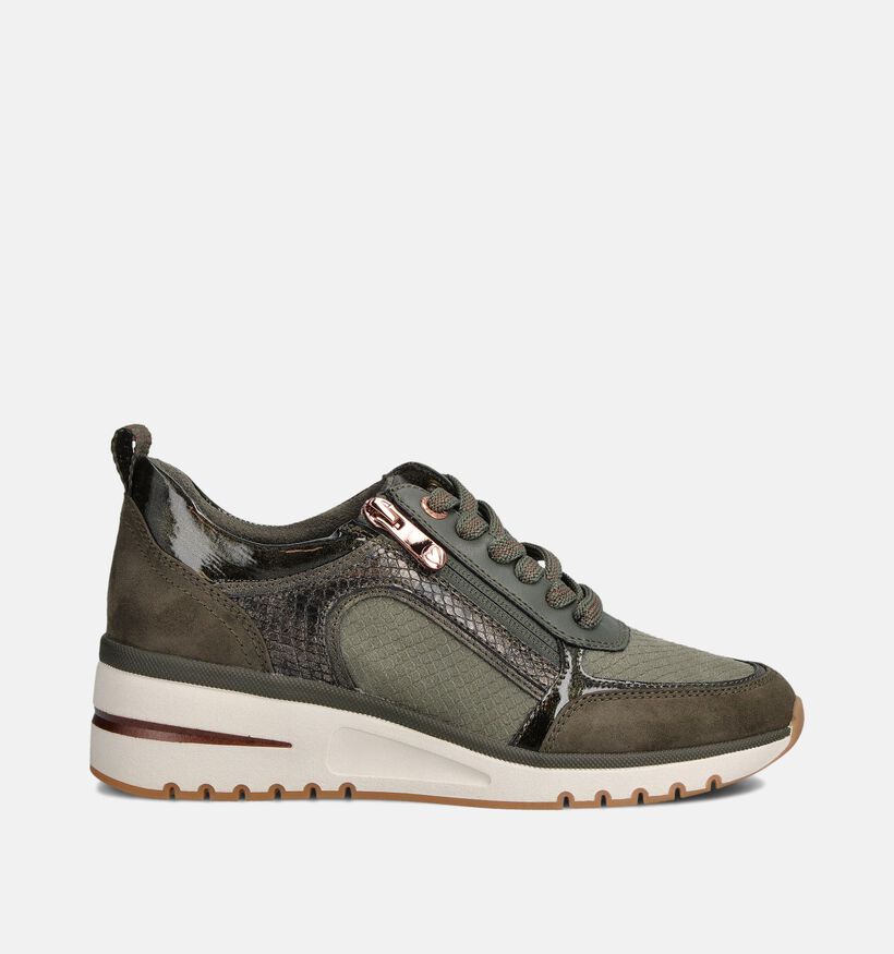 Marco Tozzi Kaki Sneakers met Veter en Rits voor dames (360732) - geschikt voor steunzolen