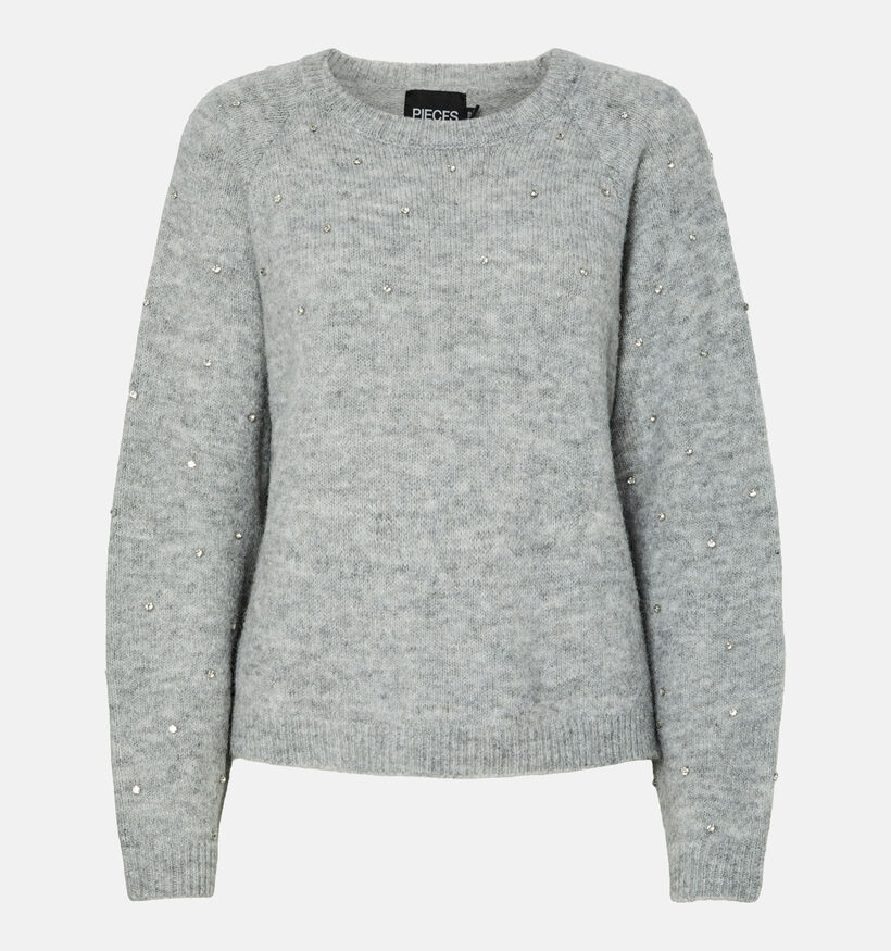 Pieces Pam Oversized Pearls Grijze Trui voor dames (365634)