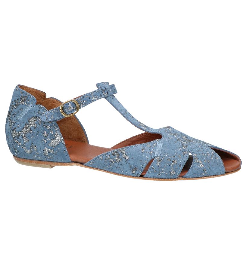 Lilimill Sandales plates en Bleu en nubuck (219691)