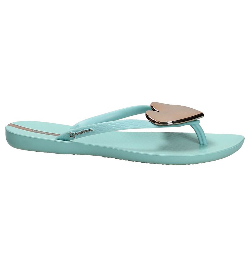 Turquoise Teenslipper Ipanema met Hartje, , pdp