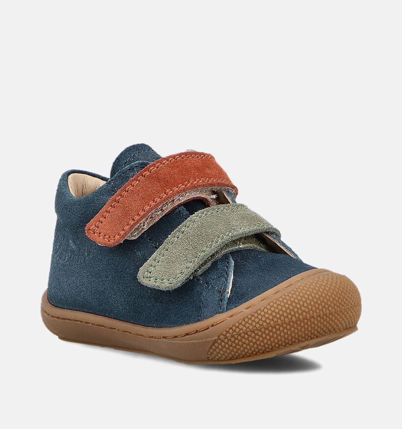Naturino Corkel Suede Blauwe Babyschoenen voor jongens, meisjes (364261) - geschikt voor steunzolen