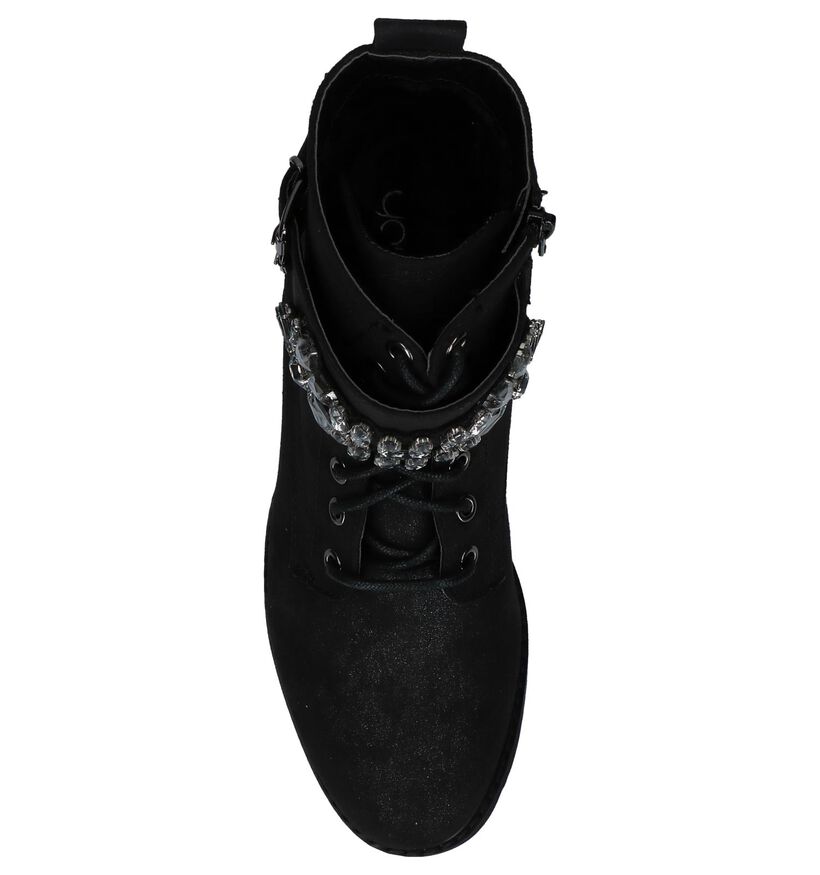 Zwarte Boots met Rits/Veter Youh! in stof (230436)