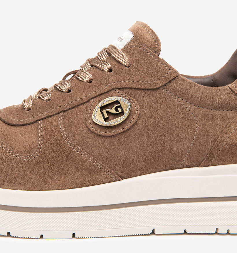 NeroGiardini Baskets en Beige fonc&eacute; pour femmes (379436) - pour semelles orthop&eacute;diques